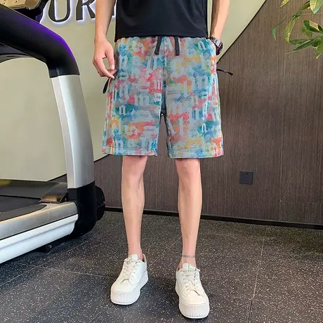 夏季时尚潮牌个性印花字母短裤休闲裤新款潮男潮流运动五分裤卫裤商品大图