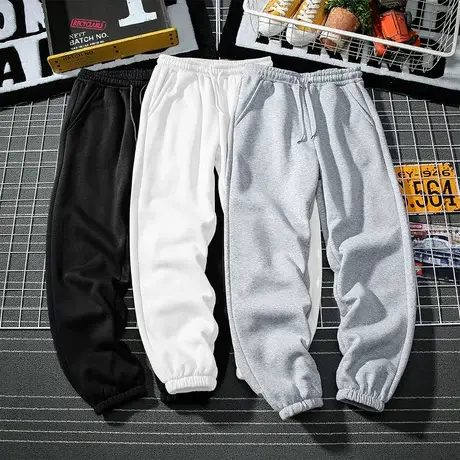 裤子男秋冬季灰色卫裤束脚运动裤潮牌宽松韩版港风ins潮休闲长裤图片