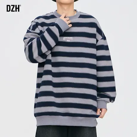 男士条纹卫衣男长袖百搭外套男款情侣上衣2024年春季新款男装内搭商品大图