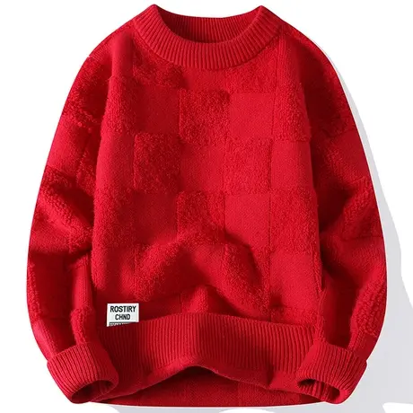 本命年红色毛衣男冬季2024新款加厚龙年针织线衫高级感内搭打底衫图片