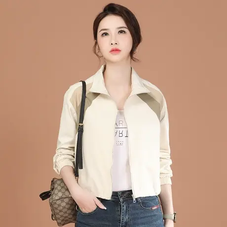 韩潮袭人立领撞色拼接短外套女2024春季新款时尚休闲百搭棒球服图片