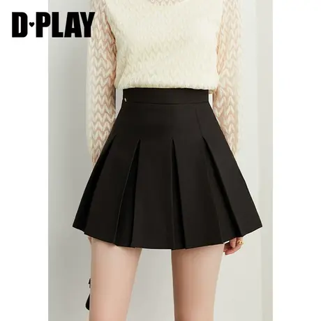 DPLAY【惠品】冬经典黑高腰修身裤里半身裙百褶裙图片