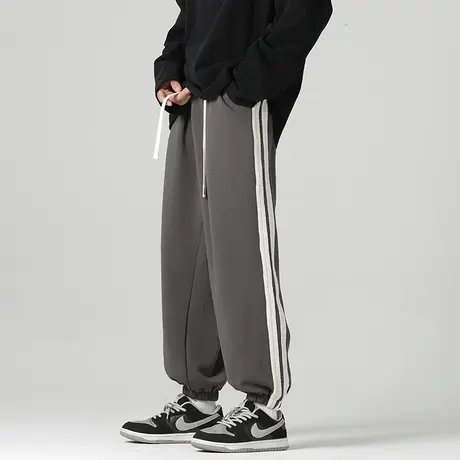 侧边条纹男士束脚宽松灯笼裤夏季痞帅休闲裤子运动卫裤秋季春秋款商品大图