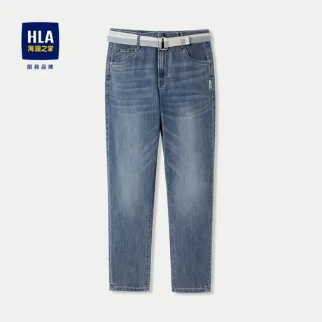 HLA/海澜之家吸湿排汗牛仔裤2024春夏新款中腰洗水工艺九分裤男图片