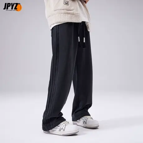 男生直筒宽松运动休闲薄款纯棉抽绳长裤男士美式简约潮牌百搭裤子商品大图