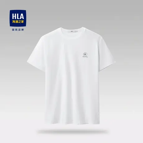 HLA/海澜之家丝光工艺短袖T恤23春夏新款字母印花弹力圆领短袖男图片