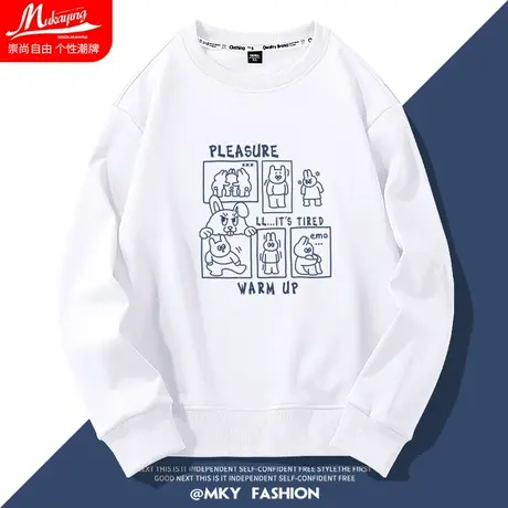 韩系ins风简约小众设计感圆领卫衣男秋季薄款宽松简约百搭长袖衫商品大图