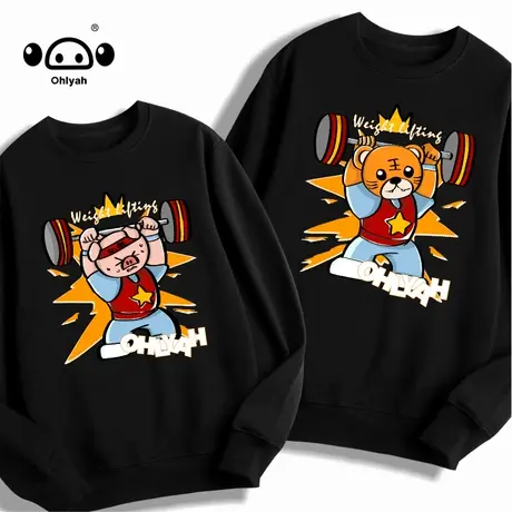 圆领卫衣女纯棉无帽春秋款上衣ins潮牌宽松潮流百搭外套港风chic图片