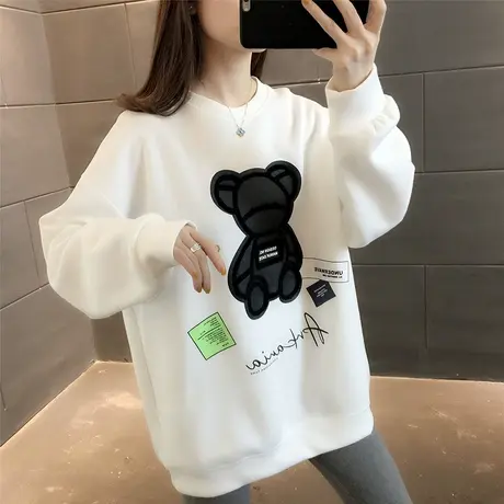 小熊卫衣女宽松韩版新款2023爆款潮小众春秋百搭上衣女春早秋洋气商品大图