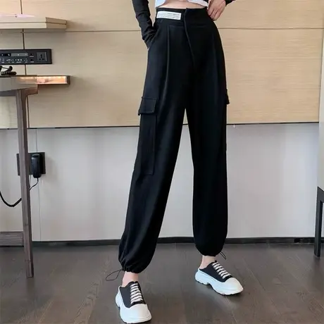 工装裤子女夏季薄款宽松小个子高腰直筒休闲哈伦运动束脚裤潮ins商品大图