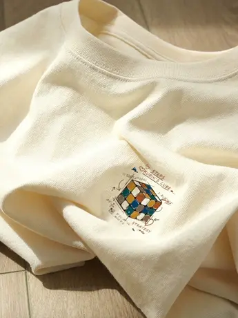 美式复古重磅仿棉正肩短袖t恤女夏季chic潮牌港味设计感小众上衣商品大图