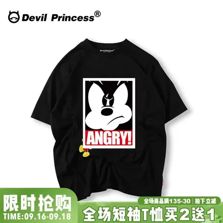 欧美原宿潮牌个性卡通t恤情侣短袖学生韩版宽松BF复古港味体恤女图片