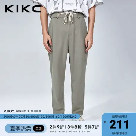 kikc休闲裤男2023春夏新款商场同款直筒抽绳小脚锥形哈伦裤长裤潮商品大图