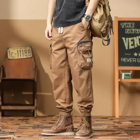 夏季薄款休闲裤时尚潮流男士工装裤百搭潮流运动直筒束脚裤大码图片