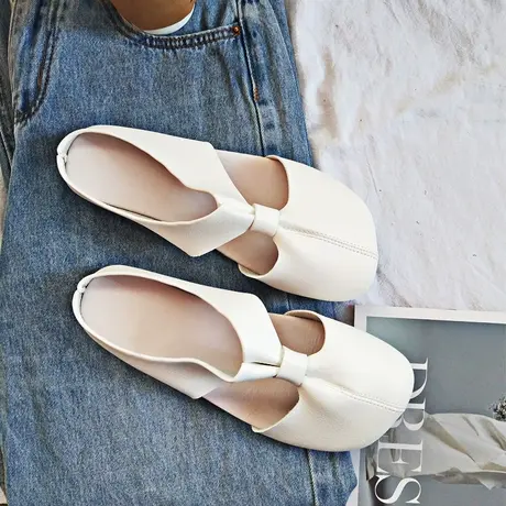 包头半拖鞋女外穿2023年春夏季新款时尚穆勒法式平底软底凉拖大码商品大图