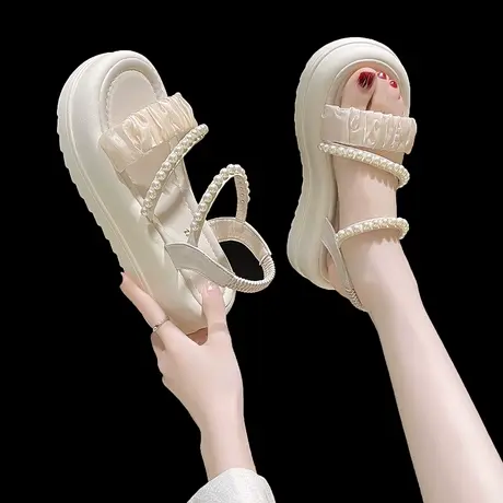 高跟凉鞋女仙女风2023年夏季新款百搭增高厚底罗马鞋防滑沙滩鞋子图片