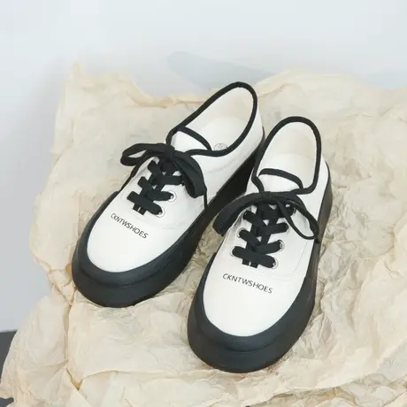 2023夏季小众百搭帆布鞋女厚底防水休闲小白鞋ins小香风韩版鞋子图片