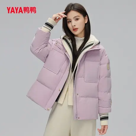 鸭鸭羽绒服女2023年冬季新款短款连帽时尚百搭保暖外套Y图片