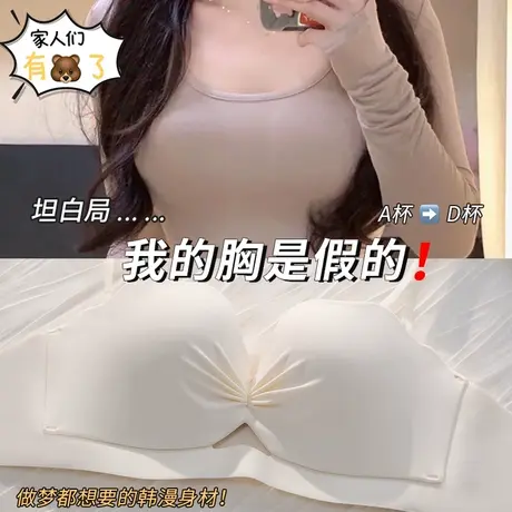 无痕内衣女聚拢小胸收副乳防下垂上托显大固定杯无钢圈性感文胸罩商品大图