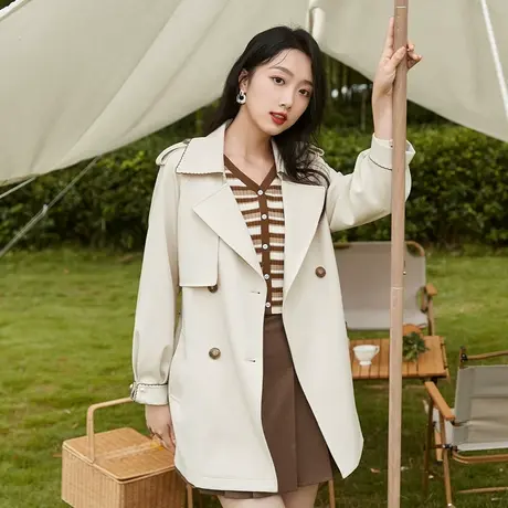 【直播间】香影风衣女中长款2023秋季新款气质英伦风质感休闲图片