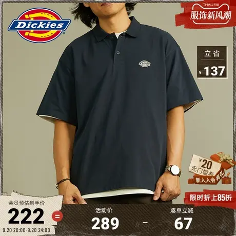Dickies商场同款 23秋冬新品 工装风男女情侣翻领Logo短袖Polo衫图片
