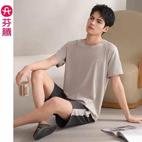 芬腾男士睡衣莫代尔棉短袖短裤夏季薄款透气青年可外穿家居服套装商品大图