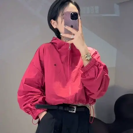 连帽冲锋防晒衣女2025春夏新款小个子休闲爆款设计感夹克外套上衣商品大图