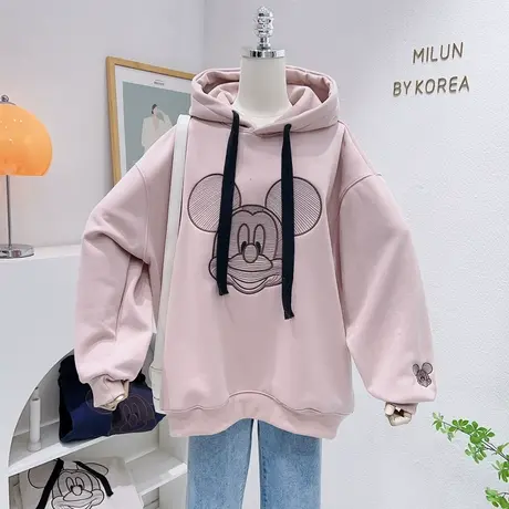 欧货设计感时髦宽松大版银狐绒外套22秋冬新款连帽加厚包臀卫衣女商品大图