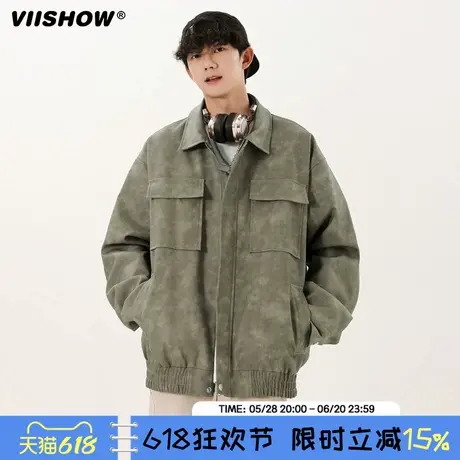 VIISHOW真皮皮衣外套男机车2024新款高级美式复古飞行员夹克商品大图
