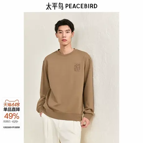 太平鸟男装 索罗娜蓄热保暖圆领图案卫衣24秋冬新款休闲时尚上衣图片