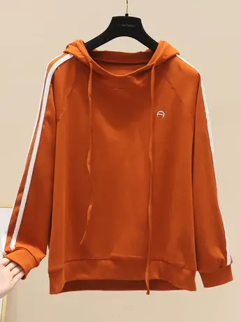 韩版拼接连帽薄款长袖卫衣女2023春季新款宽松百搭套头长袖上衣潮商品大图