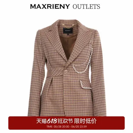 【奥莱】MAXRIENY格纹西装上衣女秋季英伦学院风外套商品大图