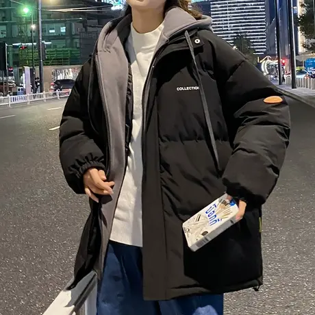 假两件棉衣男冬季2022新款加厚晋江羽绒棉服情侣工装棉袄男款外套商品大图