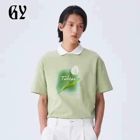 雅戈尔奥莱 GY男装夏季罗纹圆领吸湿透气男士短袖商品大图