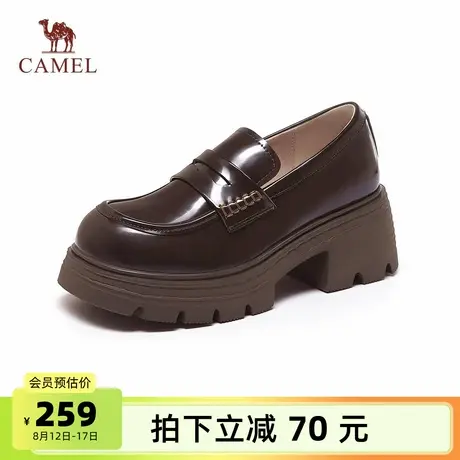 骆驼女鞋2025秋季新款复古百搭休闲通勤单鞋厚底乐福鞋图片
