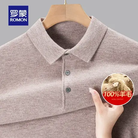 【100%绵羊毛】罗蒙商务针织长袖POLO衫2025秋冬新款保暖毛线衣男商品大图