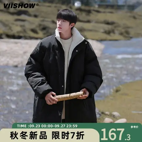 VIISHOW立领棉服男冬季潮牌休闲面包服宽松轻薄加绒加厚棉衣外套图片