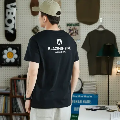唐狮纯棉短袖t恤男夏季潮休闲宽松上衣圆领打底衫半袖衣服商品大图