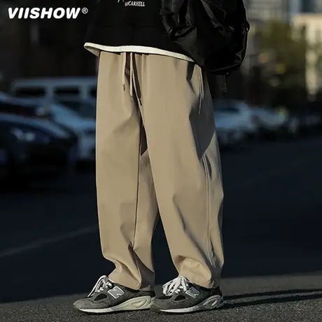 VIISHOW男生工装裤子秋季男款直筒裤阔腿裤休闲裤日系裤坠感长裤图片