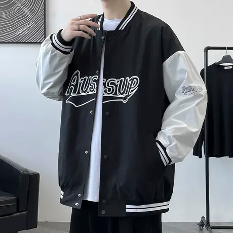 秋季外套男新款休闲宽松字母棒球服夹克男生潮牌帅气秋装运动褂子商品大图