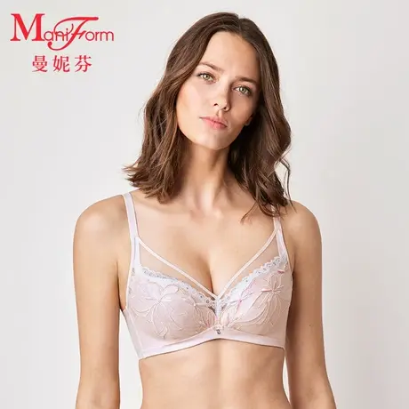 【金标系列】曼妮芬精致刺绣无钢圈聚拢舒适文胸软支撑性感内衣女商品大图