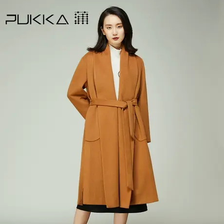 蒲PUKKA 原创设计羊毛呢外套女冬装宽松休闲中长款收腰显瘦大衣图片