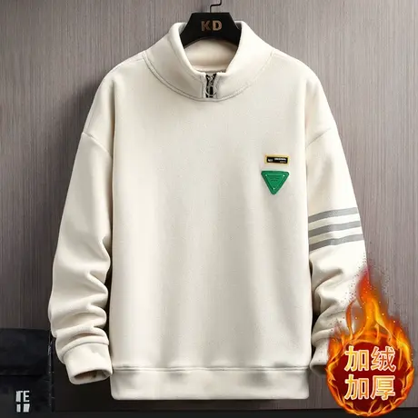 半拉链卫衣男秋冬款一体奥粒绒保暖外套男青少年摇粒绒套头打底衫商品大图