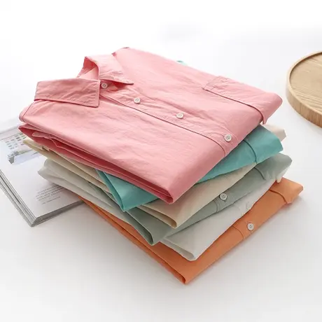 韩版纯色衬衫女中长款早春宽松上衣2022新款外穿百搭长袖休闲衬衣图片