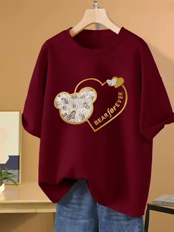 仿棉短袖t恤女夏季2023新款小众设计感洋气减龄大码女装显瘦上衣图片