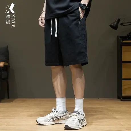 希越夏季拼接工装休闲短裤男简约百搭五分裤宽松大码胖子外穿中裤商品大图