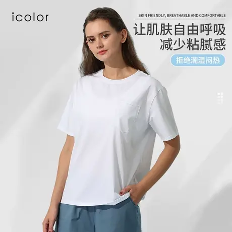 IColor圆领睡衣女纯棉春夏季50支丝光长绒棉家居服套装简约休闲商品大图