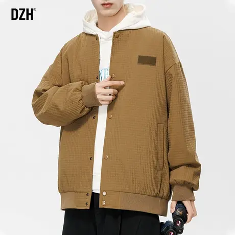 男士华夫格棒球服外套男百搭痞帅工装夹克春秋款2024新款宽松上衣商品大图