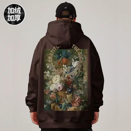 重磅卫衣大码春秋冬款连帽衫加绒美式复古胖子外套男潮牌宽松男生商品大图