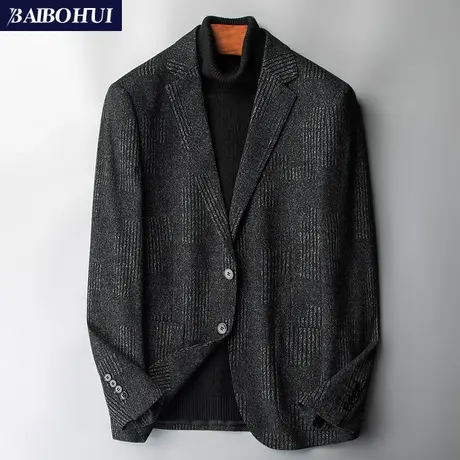 中年男士西服上衣秋冬新款弹力百搭韩版修身呢子休闲小西装外套男商品大图